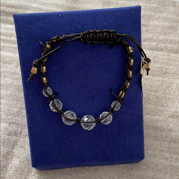 Lucky Brand Clear Bead Adjustable Leather Bracelet - Picture 1 of 4